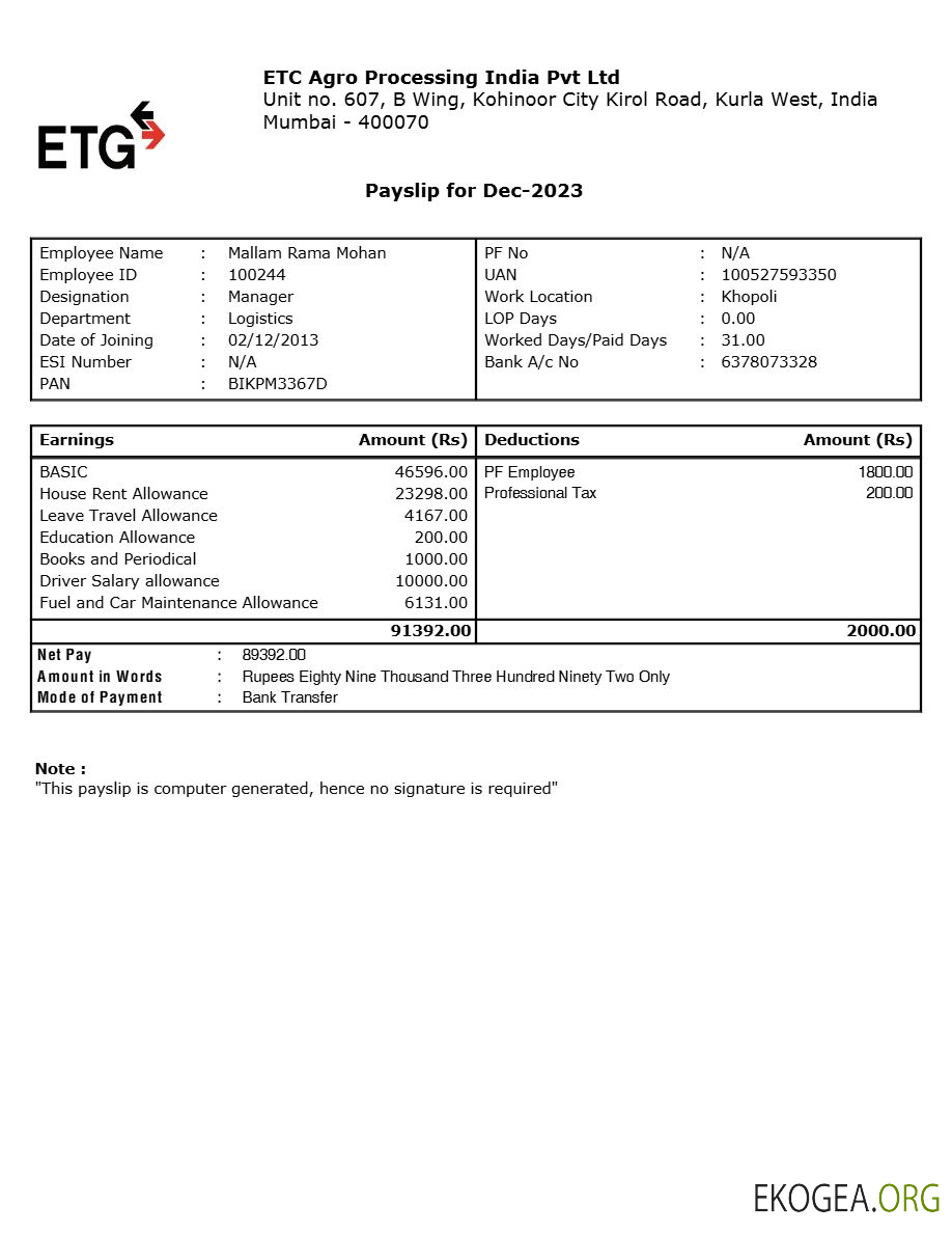 Modèle de fiche de paie ETC Agro Processing India aux formats Word et PDF.pdf, 1